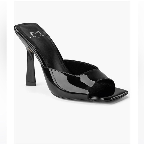 ✨ Marc Fisher LTD Square Toes Baber Heeled Sandals - Black Patent, Size 8 👠🖤 - Picture 6 of 8